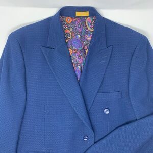 Lanzino Men's Blazer Blue Texture‎ with Colored Flower Lining Size XXL